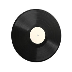 Obraz premium Vinyl Record Leaning Against Wall with Reflected Light, Angled Side View, Transparent Background PNG