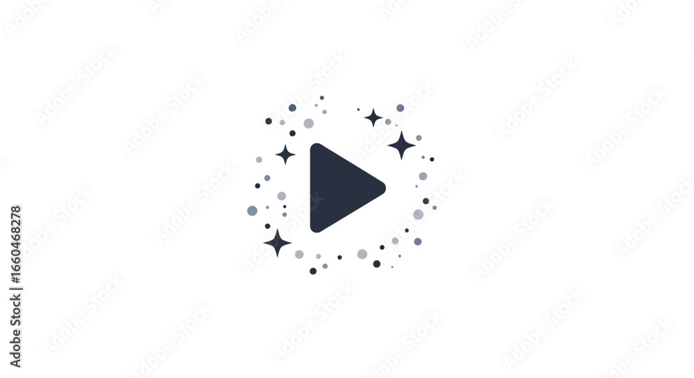 Poster play button with sparkling elements