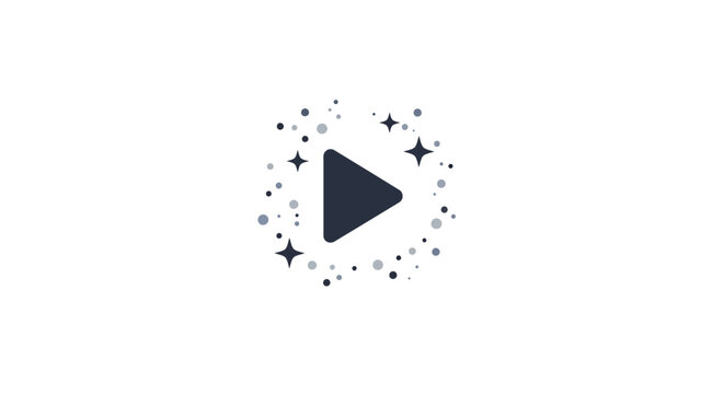 Play button with sparkling elements
