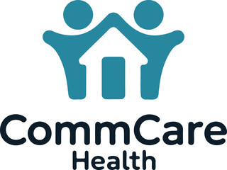 Commcare health logo abstract people forming house shape care community support medical services vector
