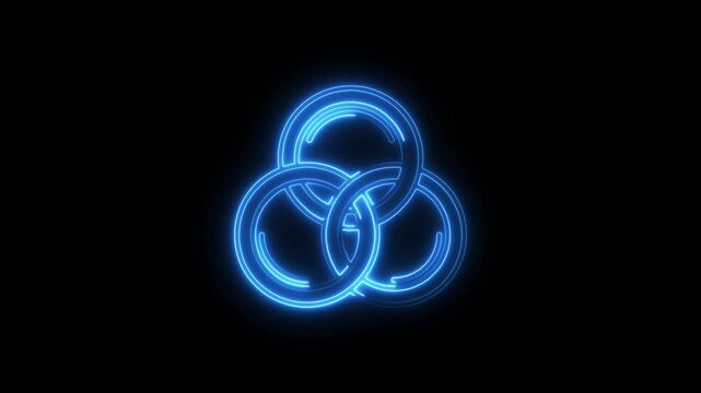 Glowing Blue Interlocking Rings Abstract Motion Background Seamless Loop Futuristic Technology