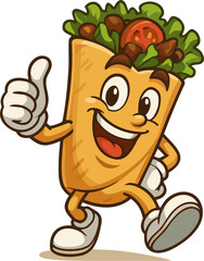 Vector shawarma character with big smile and thumbs up