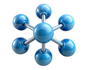 Blue molecule structure isolated on transparent background
