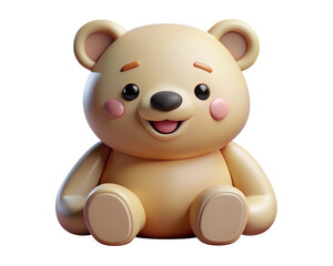 Happy teddy bear smiling isolated on transparent background