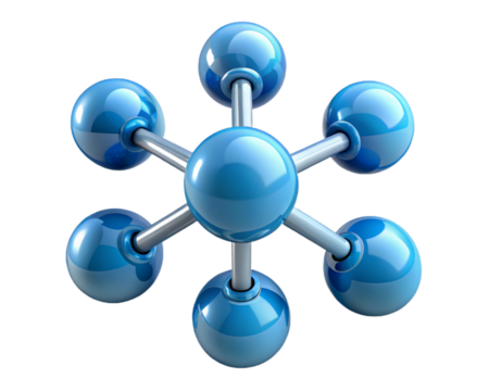 Blue molecule structure isolated on transparent background