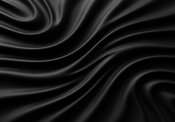 Fototapeta premium Luxurious black silk fabric with elegant waves and soft folds, creating a smooth and sophisticated texture for a highend feel