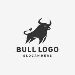 Geometric Bull Black White Logo