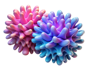 Abstract colorful virus or cell shapes isolated on transparent background