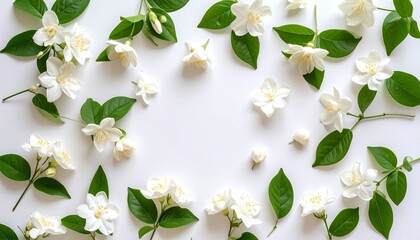 Fototapeta premium White Jasmine Flowers Frame.