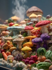 Fototapeta premium mushrooms and vegetables gourmet food display