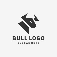 Black White Bull Vector Logo
