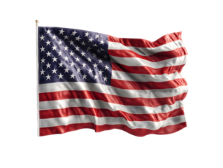 Patriotic American flag with flowing fabric on a black background, perfect for video, presentations, or national holidays.