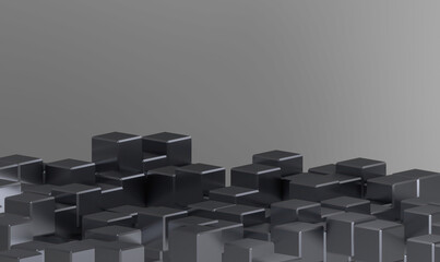 Abstract Geometric Cubes with Minimalist Aesthetic. A visually captivating arrangement of metallic cubes on a gradient backdrop, evoking a sense of modern elegance and digital artistry
