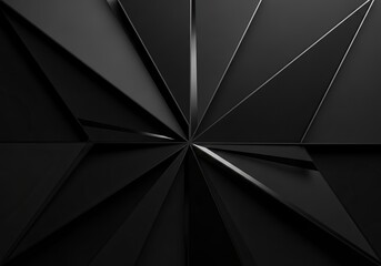 A striking abstract geometric pattern of sharp, black facets radiating from a central point, creating a sophisticated and modern visual texture