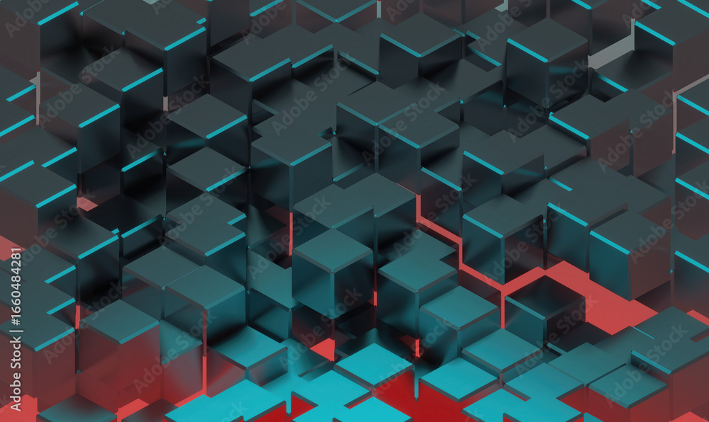 Poster abstract geometric cubes in a vibrant pattern with a modern design