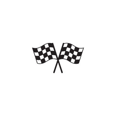 Fototapeta premium Simple checkered racing flags graphic for design elements.This is a black and white graphic of two checkered racing flags crossed.