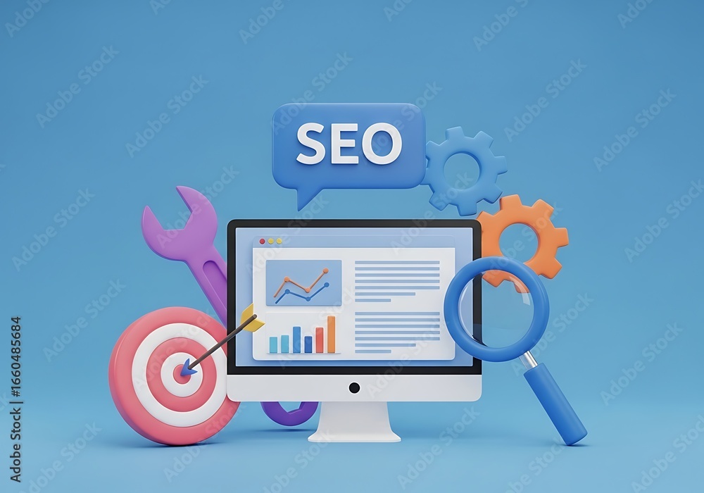 Poster optimizing online presence with seo strategy achieving target audiences and enhancing website perfor