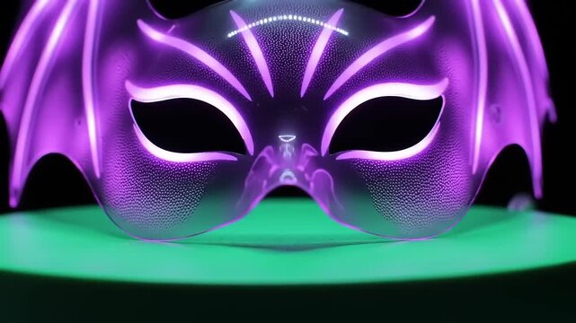 Glowing purple batwing mask