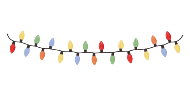 Festive string lights with vibrant colors create a cheerful holiday atmosphere for all