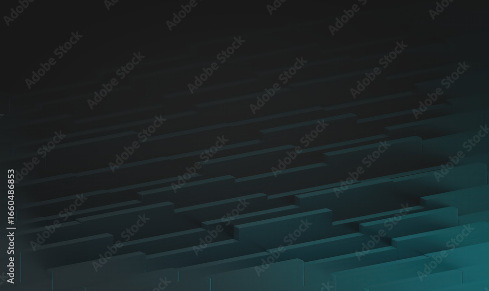 Poster abstract geometric forms in a dark teal and black palette, creating depth and a modern feel. the arr