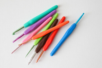 Crochet Hooks on White Background
