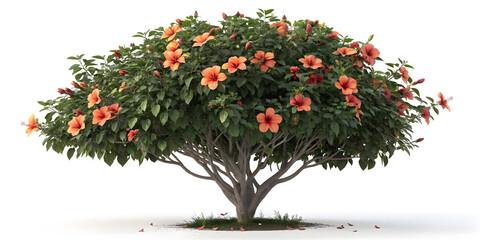 Naklejka premium Orange Hibiscus Bush