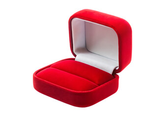 Open Red Velvet Ring Box with White Interior jewelry box gift box isolated on a transparent background