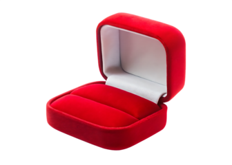 Open Red Velvet Ring Box with White Interior jewelry box gift box isolated on a transparent background