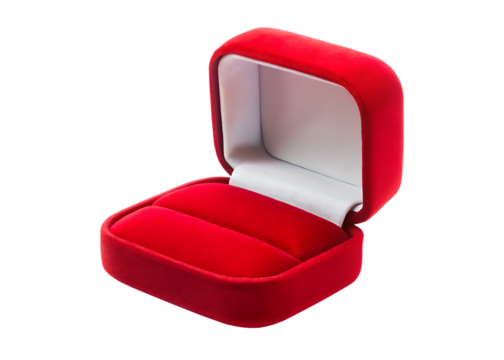 Open Red Velvet Ring Box with White Interior jewelry box gift box isolated on a transparent background