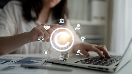 Copyright protection highlights copyright, intellectual property, and legal ownership through law, verification, and secure digital rights Latch