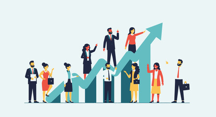 Diverse Professionals Team Achieving Success with Rising Chart