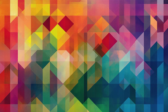 Colorful geometric abstract with triangles and overlays - Powered by Adobe