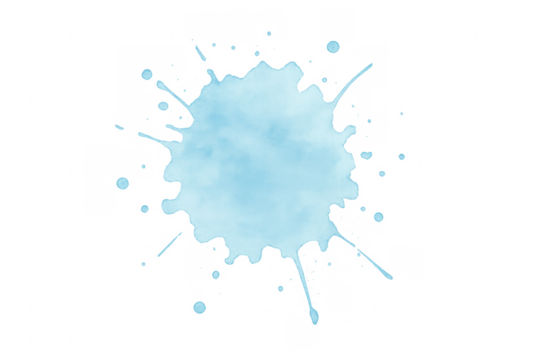 Light blue watercolor splashing on transparent background