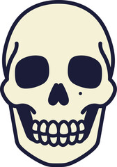 Stylized human skull face simple outline graphic design element vector