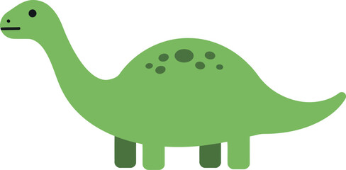 Cute green cartoon brontosaurus dinosaur illustration for kids vector