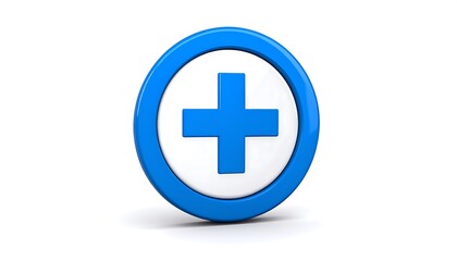 Obraz premium Blue Plus Sign Icon 3D Render.
