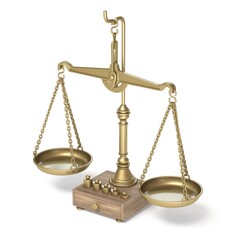 Vintage golden scale Side view with weights 3D