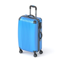 Blue closed suitcase Standing 3D