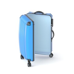 Blue opened empty suitcase Standing 3D
