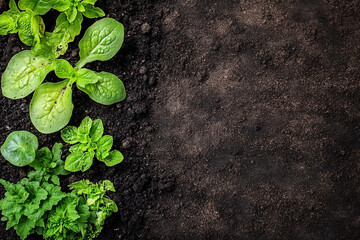 Nurturing new beginnings: Sprout of life amidst fertile soil top view