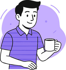 man drinking coffee, office break, break, tea break, 