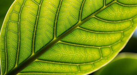 Green leaf veins close up macro photography