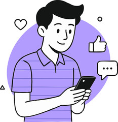man using mobile phone , man using social media