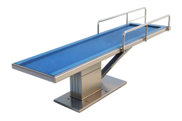 Stainless Steel Diving Board with Blue Surface swimming pool water sport isolated on a transparent background