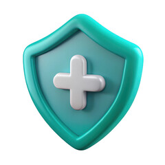 Fototapeta premium 3d medical shield with plus symbol isolated on transparent background