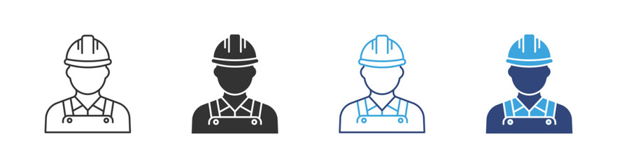 Construction worker icon  of builder with safety helmet , vector illustration 
