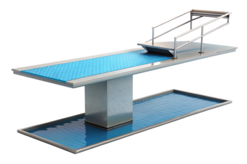 Two Tier Diving Board with Metal Support and Water Texture swimming pool sports isolated on a transparent background