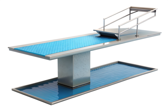 Two Tier Diving Board with Metal Support and Water Texture swimming pool sports isolated on a transparent background