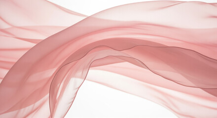 Soft pink fabric flowing in gentle waves against white background