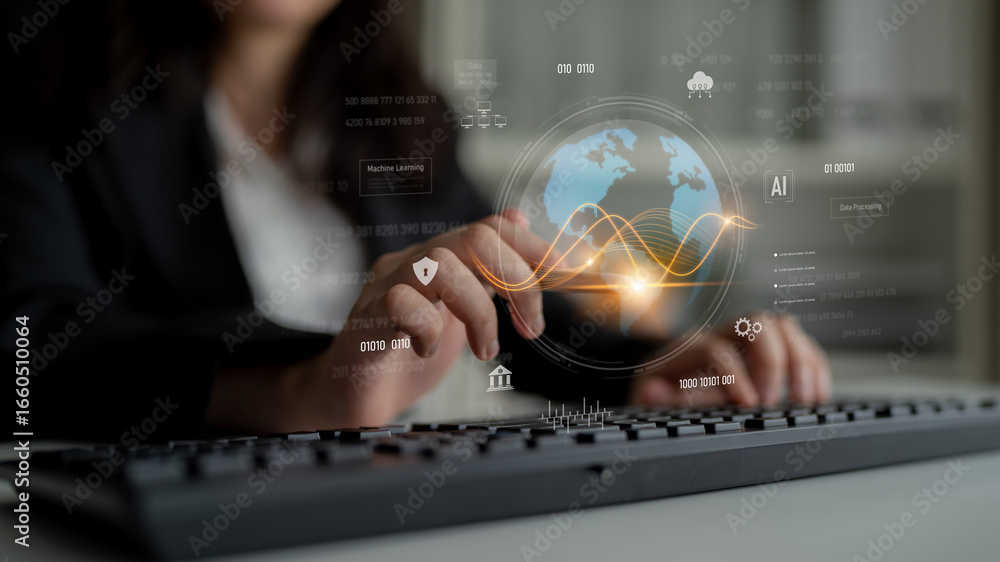 Poster global ai and data processing system enhances data, ai, and processing efficiency through digital ne